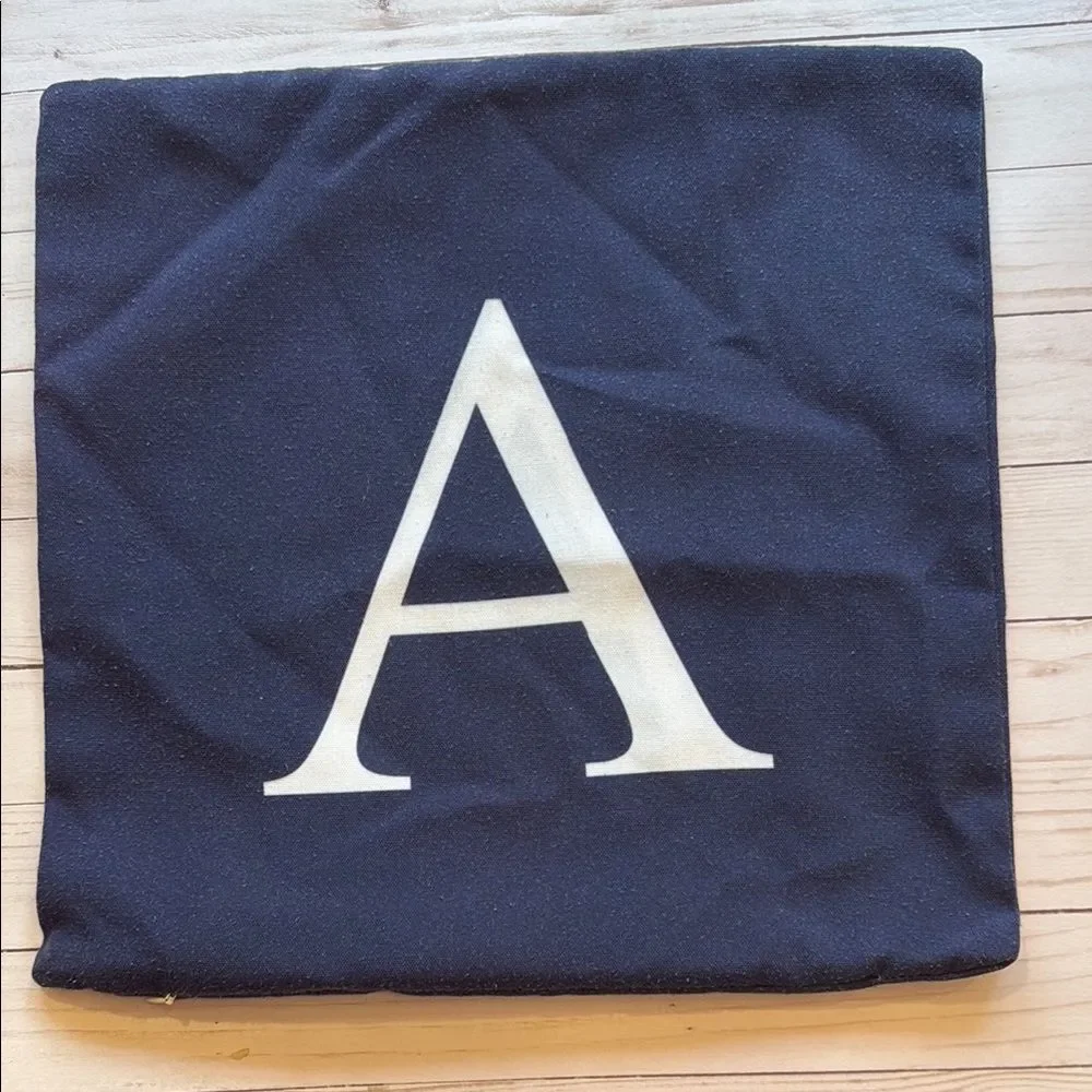 Monogrammed Navy Blue Pillow Cushion Cover with White Letter A